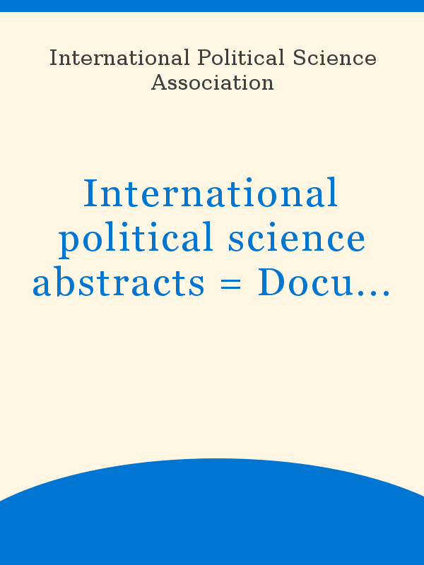 The first cover of the International Political Science Abstracts