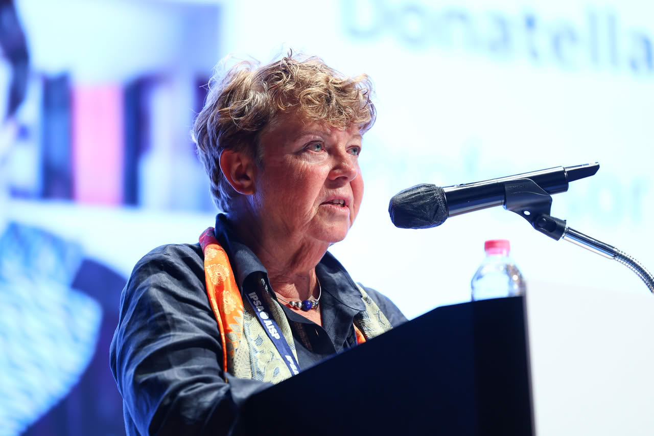 Donatella della Porta delivers her plenary address at the IPSA World Congress in Seoul.