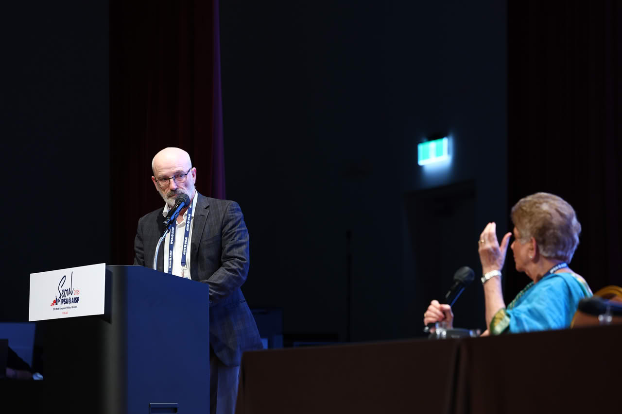 IPSA Executive Committee member Serge Granger with Neera Chandhoke.